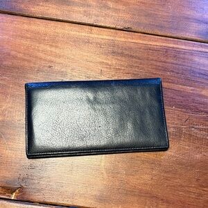 Black Leather Bosca Vintage Checkbook Wallet